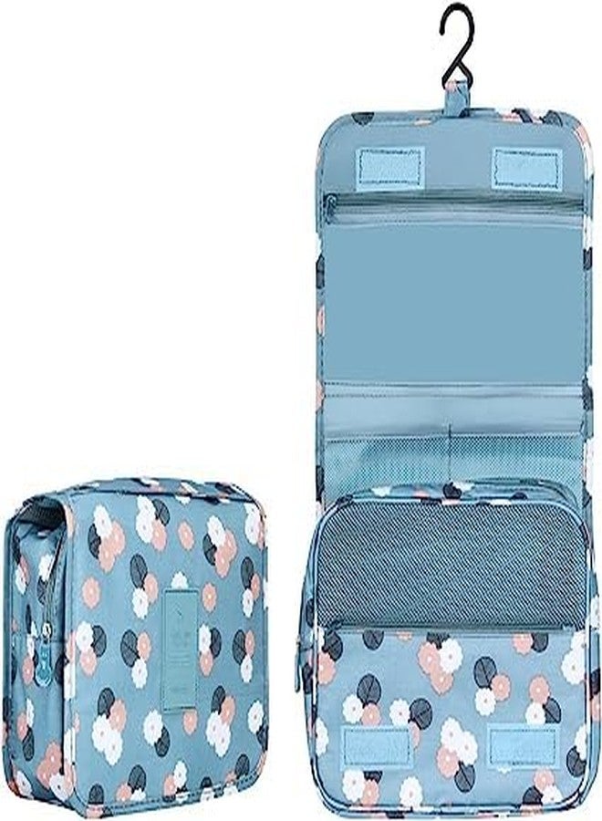 FEELING MALL Toiletry Bag, Hanging Toiletries Wash Bag Makeup Cosmetic Organizer Bags for Women Girls Kids Waterproof Foldable, Blue Flower, Classic, Durable, Practical (1 Pcs) - Image 1